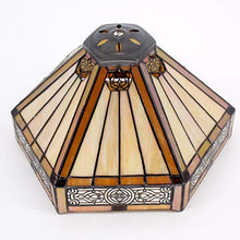 Load image into Gallery viewer, Tiffany Lamps Yellow Hexagon Stained Glass Lampshade Antique Base Mission Style End Coffee Table Lamps Read Lighting W12 H18 Inch for Living Room Bedroom Bedside Desk S011 WERFACTORY