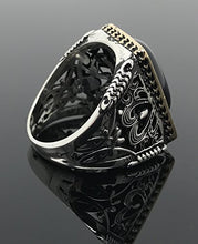 Load image into Gallery viewer, KAR 925K Stamped Sterling Silver Black Onyx Large Men's Ring I1O Gift for Him (12.25)