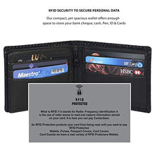Load image into Gallery viewer, RFID Genuine Leather Bifold Wallet for Men and Women,2 Note pocket,coin pocket,multi card slots & ID window (Black Carbon)