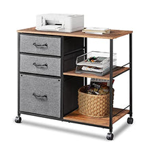 Load image into Gallery viewer, DEVAISE 3 Drawer Mobile File Cabinet, Rolling Printer Stand with Open Storage Shelf, Fabric Lateral Filing Cabinet fits A4 or Letter Size for Home Office, Rustic Brown