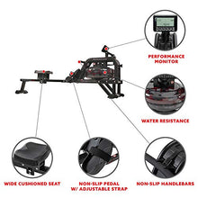 Load image into Gallery viewer, Sunny Health & Fitness Water Rowing Machine Rower w/LCD Monitor - Obsidian SF-RW5713
