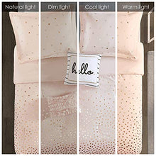 Load image into Gallery viewer, Intelligent Design Zoey Triangle Metallic Print, Cozy Comforter Set All Season Bedding Set, Matching Sham, Decorative Pillow, Twin/Twin XL, Blush/Rosegold 4 Piece