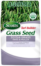 Load image into Gallery viewer, Scotts Turf Builder Grass Seed Zoysia Grass Seed and Mulch, 5 lb. - Full Sun and Light Shade - Thrives in Heat & Drought - Grows a Tough, Durable, Low-Maintenance Lawn - Seeds up to 2,000 sq. ft.
