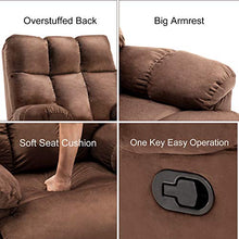 Load image into Gallery viewer, Bonzy Home Recliner Chair - Heavy Duty Manual Overstuffed Fabric Recliner - Home Theater Seating - Bedroom & Living Room Chair Recliner Sofa (Chocolate)
