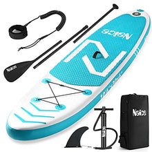 Load image into Gallery viewer, Naice Inflatable Stand Up Paddle Board, 10’6 × 30” × 6”SUP w/Paddle, Detachable Fin, Air Pump w/Gauge, Safety Leash, Backpack for Beginners, Adults, Youth, Touring Fishing Water Yoga All Skill Levels