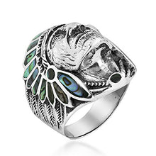 Load image into Gallery viewer, AeraVida Abalone Shell Native American Style .925 Sterling Silver Ring (10)