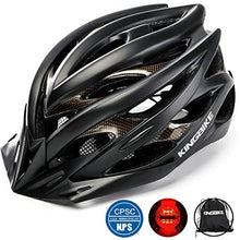 Load image into Gallery viewer, Kingbike Bike Helmet Men Women Bicycle Adult Cycling Specialized Road Mountain MTB Helmets For Mens Womens Adults Casco Para Bicicleta with Safety Light Portable Bag Accessories (Black)