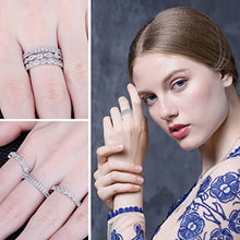 Load image into Gallery viewer, JewelryPalace Wedding Bands Rings Anniversary Eternity Bands 3 Stackable Rings Cubic Zircoina Engagement Bridal Milgrain Marquise Infinity 925 Sterling Silver Ring Sets For Women Size 7