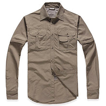 Load image into Gallery viewer, TACVASEN Men's Nylon Solid Camping Hunting Cycling Fishing Convertible Long Sleeve Shirt Khaki, US M
