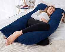 Load image into Gallery viewer, AngQi Full Body Pregnancy Pillow, 60-inch U Shaped Maternity Pillow for Back Pain Relief and Pregnant Women, with Body Pillow Jersey Cover, Gray