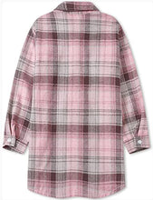 Load image into Gallery viewer, Little Girls Long-Sleeve Flannel Shirt Casual Button Up Buffalo Plaid Long Shirts, Long-Pink Plaid, 5-6 Years = Tag 130