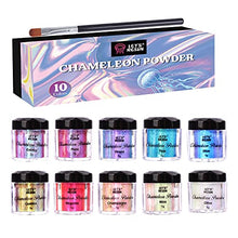 Load image into Gallery viewer, LET'S RESIN Chameleon Powder, 10 Jar Color Shift Mica Powder for Epoxy Resin/Tumbler, Saturated Color Shifting Chrome Pigment Powder for Painting,Slime,Nails