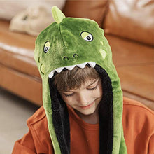 Load image into Gallery viewer, accsa Kid Girl 3-in-1 Hoodie Hat with Long Paw Scarf Mitten Combo Green 6-14Y