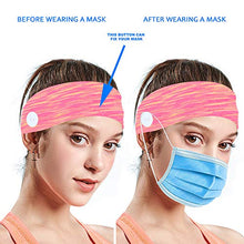 Load image into Gallery viewer, Finrezio 6 Pcs Button Headbands for Women Men Elastic Hair Bands Ear Protection Non Slip Polyester Head Wrap Adjustable for Nurses for Yoga Sports Running