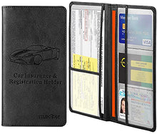 Load image into Gallery viewer, Car Registration and Insurance Card Holder,Tildosac Premium PU Leather Vehicle Glove Box Paperwork Wallet Case Document Organizer for Driver's License Key Information Cards With Magnetic Closure Black