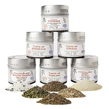 Load image into Gallery viewer, Luxury Gourmet Seasonings, Spices & Italian Black Truffle Sea Salt Collection - Non GMO - 6 Magnetic Tins - All Natural - Sustainably Sourced - Artisanal Spice Blends - Crafted in Small Batches