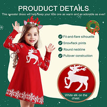 Load image into Gallery viewer, Zanie Kids Toddler Christmas Dress Little Girls’ Sweater Dresses Xmas Long Sleeve Ribbed Knit Party Dress, Red, 7-8 Years