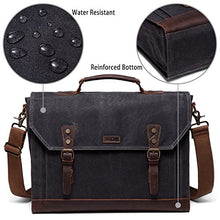 Load image into Gallery viewer, 17 inch Laptop Messenger Bag,Vaschy Vintage Waxed Canvas Leather Water Resistant Mens Satchel Briefcase Bag Business Shoulder Bag Gray
