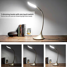 Load image into Gallery viewer, Gooseneck Dimmable LED Desk Lamp, 3-Level Touch Sensitive Control Table Reading Lamp, Sleek Swing Arm Office Desk Lamp, Eye-Caring Craft Task Light for Office/Nightstand