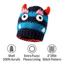 Load image into Gallery viewer, accsa Toddler Kids Boy Knit Winter Beanie Hat & Glove Set Dino Monster Crocodile (Navy, 6-9 Years)