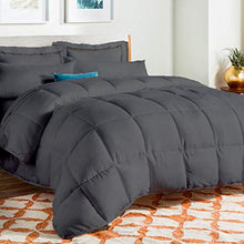 Load image into Gallery viewer, All-Season – Luxury 1000 Thread Count Egyptian Cotton Oversized King 116x98 Size Down Alternative Quilted 3 Pieces Comforter Set, 500 GSM Microfiber Fill - Machine Washable, Dark Grey Solid