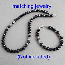 Load image into Gallery viewer, 8mm Black Onyx Mens Necklace, Sterling Silver Accents, 18-24in Custom Length - Handcrafted in USA