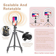 Load image into Gallery viewer, LED Ring Light 10" with Tripod Stand & Phone Holder for Live Streaming & YouTube Video, Dimmable Desk Makeup Ring Light for Photography, Shooting with 3 Light Modes & 10 Brightness Level