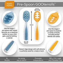 Load image into Gallery viewer, Baby Spoon Set (Stage 1 + Stage 2) | BPA Free Silicone Self Feeding Toddler Utensils | Pre-Spoon for Kids Ages 6 to 18 Months, 1-Pack, Two Spoons, Blue/Orange | NumNum GOOtensils