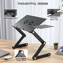 Load image into Gallery viewer, HUANUO Adjustable Laptop Stand, Laptop Desk for up to 15.6" Laptops, Portable Laptop Table Stand with 2 Strengthened CPU Fans, Detachable Mouse Pad, Ergonomic Lap Desk, TV Bed Tray, Standing Desk