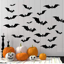 Load image into Gallery viewer, Halloween Party Indoor Outdoor Decor Supplies, 56 PCS Reusable PVC 3D Decorative Scary Bats Wall Sticker Comes with Double Sided Foam Tape