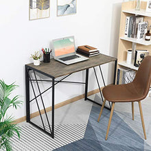Load image into Gallery viewer, Aingoo No Assembly Folding Computer Writing Desk Industrial Style Home Office Study Laptop Gaming Table for Small Space Brown