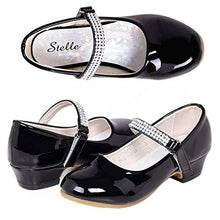 Load image into Gallery viewer, Stelle Girls Mary Jane Shoes Low Heel Party Dress Shoes for Kids (2ML, T02-Black)