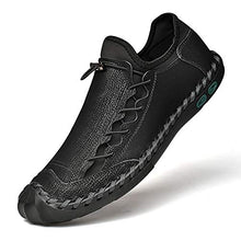 Load image into Gallery viewer, Loafers for Men Shoes Dress Men's Genuine Leather Boat Shoe Slip-on ons Casual Driving Comfort Work Fashion Male Handmade Black Big Size 10.5 Foot Wide Fat Feet Walking Office Business