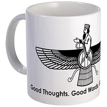 Load image into Gallery viewer, CafePress Farvahar Design II: Good Thoughts, Words, Deeds Mu Unique Coffee Mug, Coffee Cup