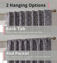 Load image into Gallery viewer, HLC.ME Franklin Moroccan Trellis 100% Complete Full Blackout Thermal Insulated Extra Wide Back Tab Curtain Panel for Sliding Glass Patio Door - Energy Savings & Soundproof (100 x 84 inch Long, Grey)