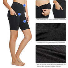 Load image into Gallery viewer, BALEAF Women's 8" High Waist Biker Workout Yoga Running Compression Exercise Shorts Side Pockets Charcoal Size M