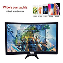 Load image into Gallery viewer, 12'' 3D Curve Screen Magnifier for Cell Phone, HD Amplifier Projector Magnifing Screen Enlarger for Movies, Videos, and Gaming with Foldable Stand Compatible with All Smartphones (Black, 12 inch)
