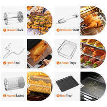 Load image into Gallery viewer, whall Air Fryer, 13QT Air Fryer Oven, Family Rotisserie Oven, 1700W Electric Air Fryer Toaster Oven, Tilt led Digital Touchscreen, 12-in-1 Presets for Baking, Roasting, Dehydrating, with Accessories