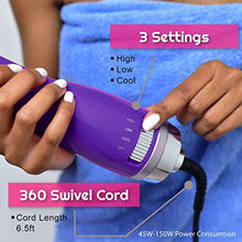 Load image into Gallery viewer, Le Angelique Brush N Blo - One Step Hair Straightening Blow Dryer Brush for Easy & Quick Curly Hair Styling | 1000W Hot/Cold Air Straightener | No-Frizz Tourmaline Tech Detangles & Boost Shine -Purple