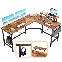 Load image into Gallery viewer, Cubiker Modern L-Shaped Computer Office Desk, Corner Gaming Desk with Monitor Stand, Home Study Writing Table Workstation for Small Spaces, Rustic