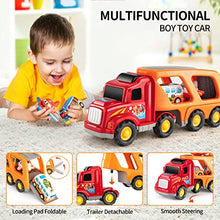 Load image into Gallery viewer, TEMI Toddler Carrier Truck Transport Vehicles Toys - 5 in 1 Toys for 3 4 5 6 7 Year Old Boys, Kids Toy Cars for Toddlers 1-3, Friction Power Set for Kids 3-9, Christmas for 3+