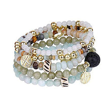 Load image into Gallery viewer, tom+alice Beaded Bracelets for Women Stackable Handcut Natural Stones 5 pcs Ermish Stretch Set Bangle