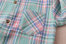 Load image into Gallery viewer, Girls Flannel Shirts Long Sleeve Girls Button Down Shirt Kids Western Shirts Cute Shirts for Girls Plaid Shirt for Girls Spring Shirts Light Blue
