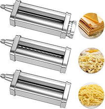 Load image into Gallery viewer, 3 Piece Pasta Roller Cutter Attachment for KitchenAid Stand Mixers, Included Pasta Sheet Roller, Spaghetti Cutter, Fettuccine Cutter Maker Accessories and Cleaning Brush