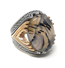 Load image into Gallery viewer, KAR Rare Find 925K Sterling Silver Yemeni Agate(Aqeeq) Men's Ring P5C (11)