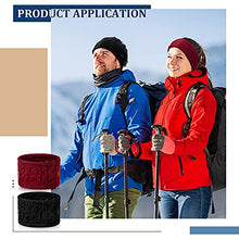 Load image into Gallery viewer, Winter Headbands for Women 4 Pieces Winter Ear Warmers Warm Knit Head Wrap Cable Fuzzy Lined Headband Soft Stretchy Ear Warmer Ear Band Covers for Women (Black, Dark Gray, White, Date Red)
