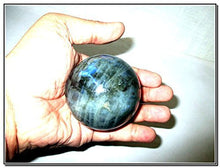 Load image into Gallery viewer, Jet New Natural Labradorite 45-50 mm Ball Sphere Gemstone A+ Hand Carved Crystal Altar Healing Devotional Focus Spiritual Chakra Cleansing Metaphysical