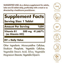 Load image into Gallery viewer, Solgar Vitamin B1 (Thiamin) 500 mg, 100 Tablets - Energy Metabolism, Healthy Nervous System, Overall Well-Being - Super Potency - Non-GMO, Vegan, Gluten Free, Dairy Free - 100 Servings