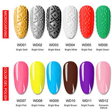 Load image into Gallery viewer, Saviland 12 Colors 3 in 1 Gel Art Paint for Nails with 3pcs Brush Pens,6ml/pcs Cable Knit Sweater Nail with 3D Embossed Gel Nail Polish, Carve Gel Set for Flowers Animals Design(Red White Black.)