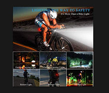 Load image into Gallery viewer, Yosky USB Rechargeable Bike Light Front with Horn & Free Back Light, Waterproof LED Bicycle Flashlight Rear Light Accessories Set Compatible with Mountain Kids Street Bikes for Men Women